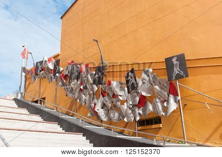 PORT ELIZABETH SOUTH AFRICA - FEBRUARY 27 2016: Art along Route 67 which consists of 67 Public Art Works symbolising Nelson Mandela 67 years of work dedicated to the Freedom of South Africa