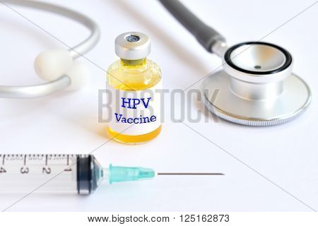 HPV (Human Papillomavirus) vaccine with syringe for injection