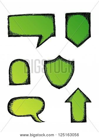 A collection of speech and thought communication bubbles. Colorful vector stock illustration