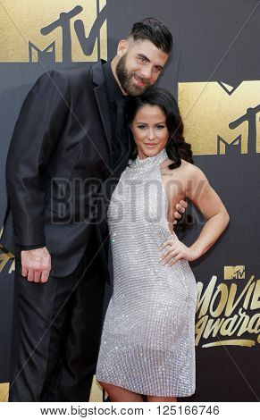 David Eason and Jenelle Evans at the 2016 MTV Movie Awards held at the Warner Bros. Studios in Burbank, USA on April 9, 2016.