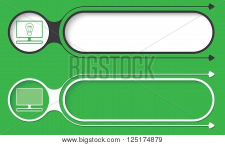 Two abstract buttons with arrows and tv icon
