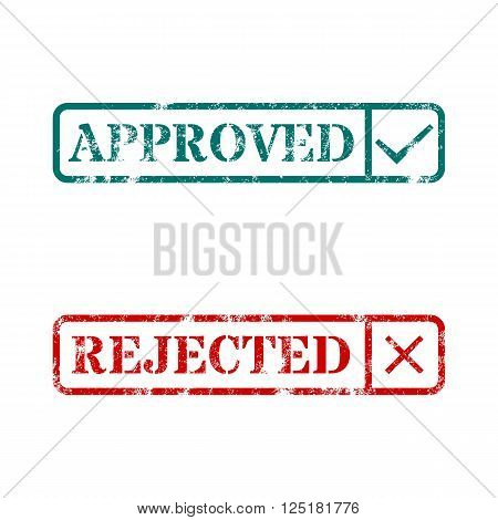 A set of rectangular stamps approved and rejected vector illustration.