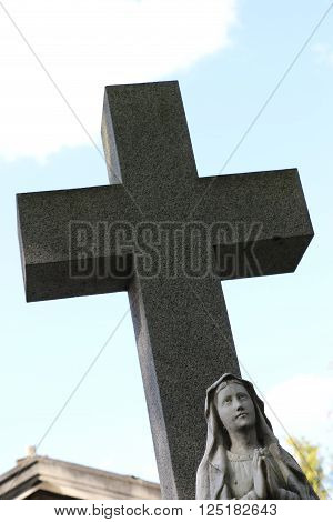 Detail of a grave of a cemetery in Paris