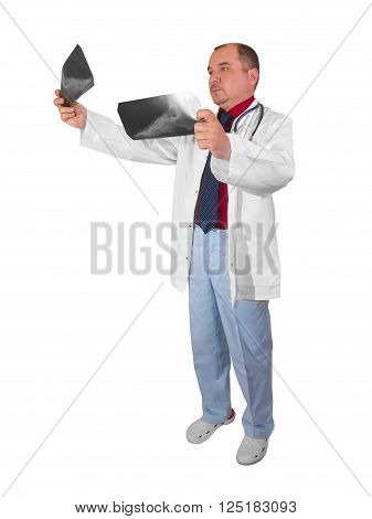 Rentgenolog- man in his office on a white background
