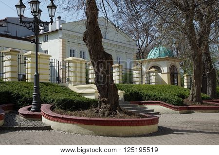 Wieliczka, Poland - April 04, 2016: Sikorskiego street, St. Clement. Rectory near the church.
