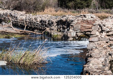 The Old Mission Dam built by early settlers in 1815 in Missions Trails Regional Park in San Diego, California.