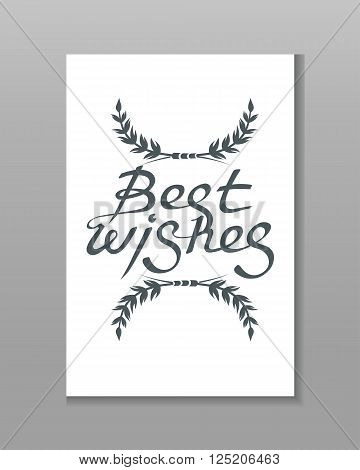 Card with best wishes lettering and branches