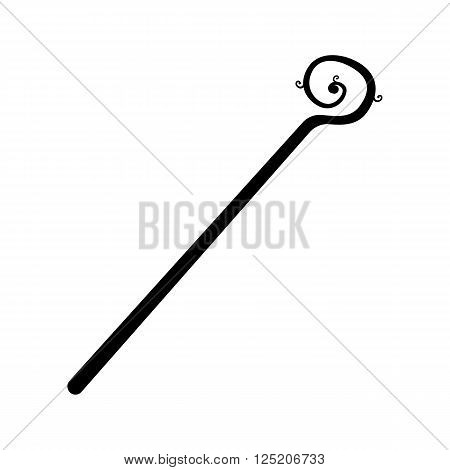 Wooden staff silhouette isolated on white background