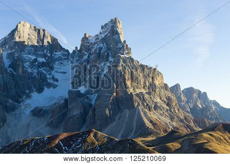 Italian dolomites peak. Mountain landscape from 