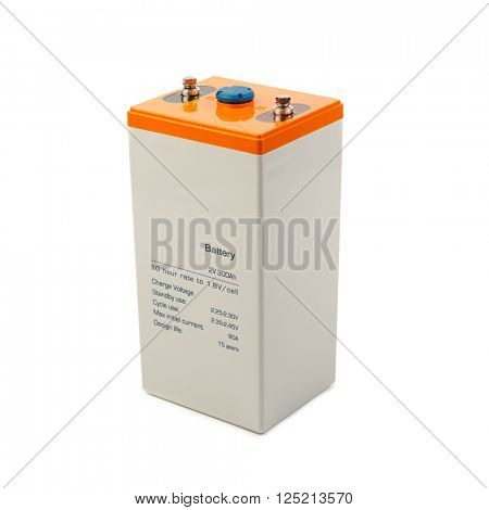 industrial lead acid battery, isolated on white