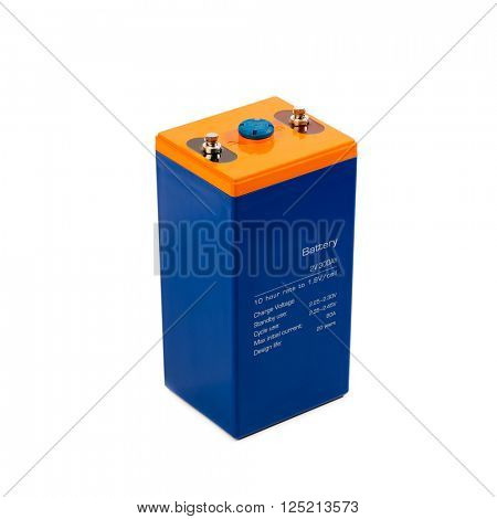 industrial lead acid battery, isolated on white