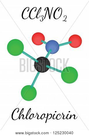 CCl3NO2 chloropicrin 3d molecule isolated on white