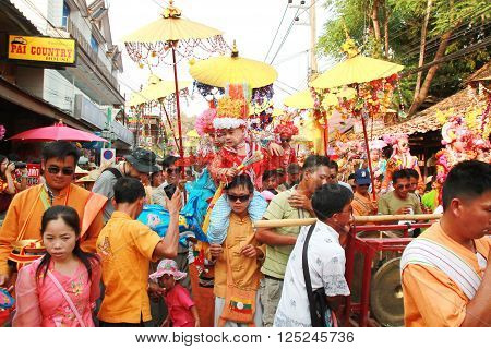 Pai MaehongsonThailand. Poi Sang Long Festival April 3, 2016.
Poi Sang Long festival or the ordination of children in the summer. The tradition of the people in the north had arranged for the child to learn the Dharma of the Buddha and is decoration with