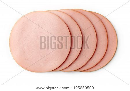 Boiled Ham Sausage Isolated On White Background