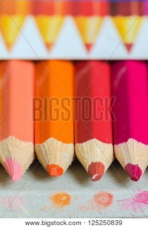 colored pencils in the boxclose up viewsoft focus.