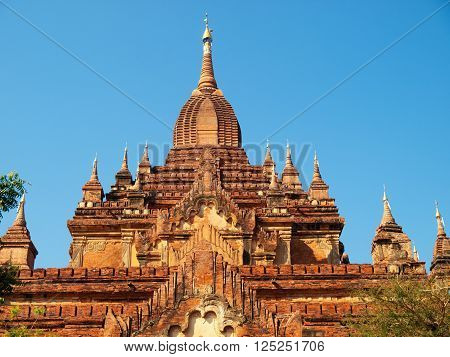 Outdoors view of Htilominlo Temple in Bagan Myanmar