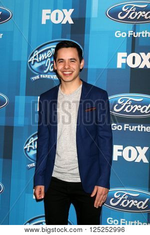 LOS ANGELES - APR 7:  David Archuleta at the American Idol FINALE Arrivals at the Dolby Theater on April 7, 2016 in Los Angeles, CA