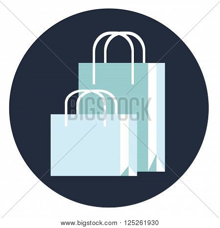Two vector isolated shopping bags on dark blue bacground