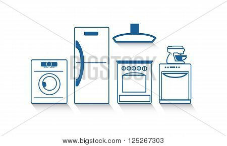 home appliances illustration vector, blue color background