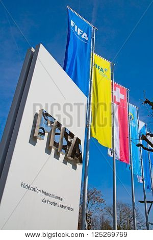 ZURICH - APRIL 10: Headquarter of FIFA international football (soccer) association on April 10, 2016 in Zurich, Switzerland. FIFA is heavily critizied for multiple corruption scandals.
