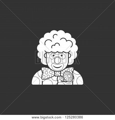 clown icon dressed in polka dots in the contour style
