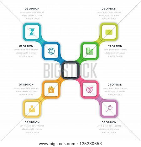 Vector illustration infographics eight options. Stock vector