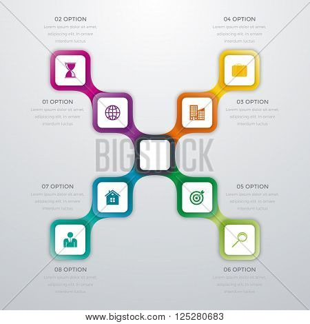 Vector illustration infographics eight options. Stock vector