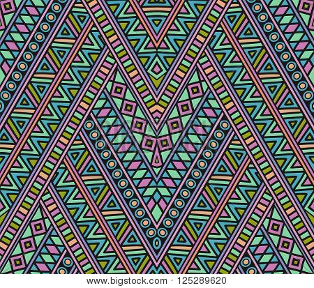 Bright Ethnic Seamless Pattern With Geometric Ornament.eps