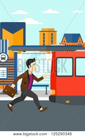Man missing bus.