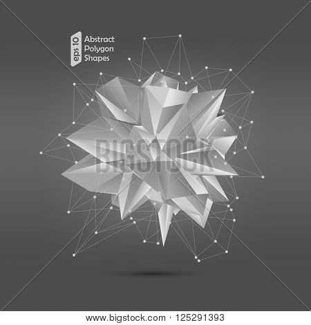 Black and white Abstract Polygonal Geometric Shape. Vector Illustration