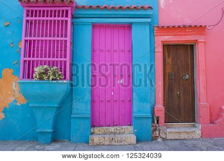 CARTAGENA COLOMBIA - FEB 04 : Architectural details in Cartagena Colombia on Februery 04 2016. The historic port city Cartagena is UNESCO World Heritage Site since 1984.