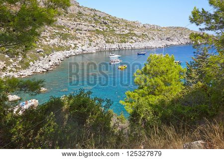 Hill view for Anthony Quinn sea bay and beach zone