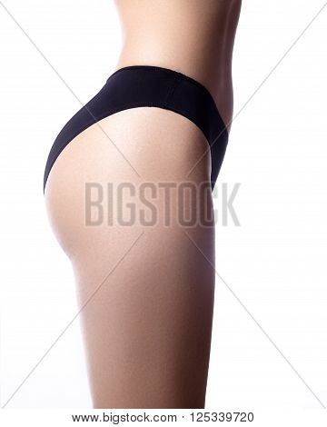 Beautiful part of female slim body. Beauty part of female body. Woman's shape with clean skin. Diet and fitness.Healthy lifestyle. Ideal waist, flat stomack, perfect buttocks and legs, sexy back.