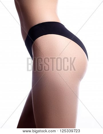 Beautiful part of female slim body. Beauty part of female body. Woman's shape with clean skin. Diet and fitness.Healthy lifestyle. Ideal waist, flat stomack, perfect buttocks and legs, sexy back.
