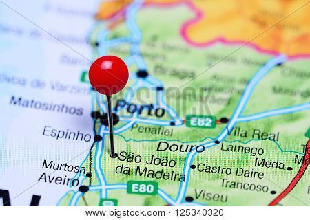 Sao Joao da Madeira pinned on a map of Portugal
