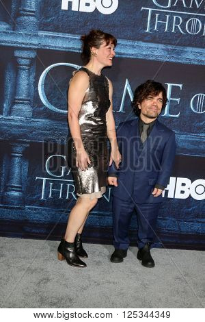 LOS ANGELES - APR 10:  Erica Schmidt, Peter Dinklage at the Game of Thrones Season 6 Premiere Screening at the TCL Chinese Theater IMAX on April 10, 2016 in Los Angeles, CA