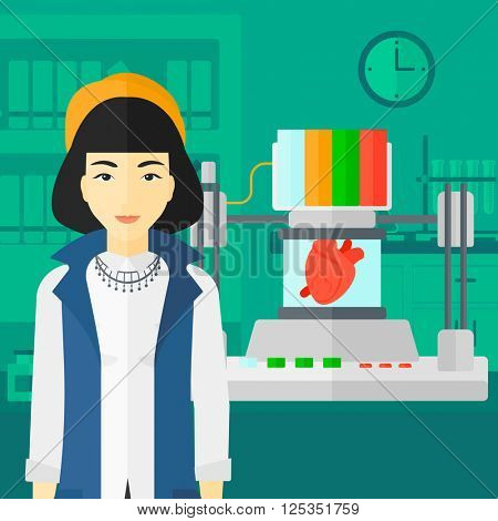 Woman with three D printer.
