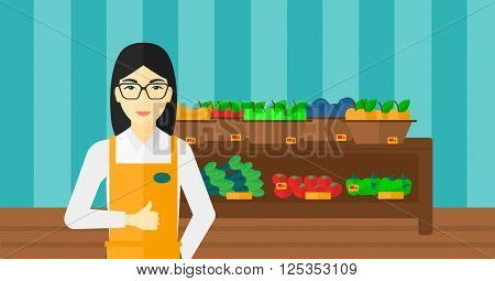 Friendly supermarket worker.