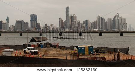 PANAMA - MARCH 23: Panama City Skyline, seen from Casco Viejo, March 23, 2016 in Panama