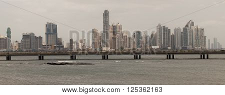 PANAMA - MARCH 23: Panama City Skyline, seen from Casco Viejo, March 23, 2016 in Panama