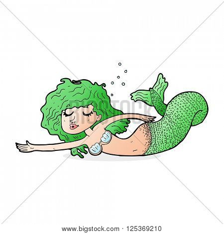 cartoon mermaid with green haid