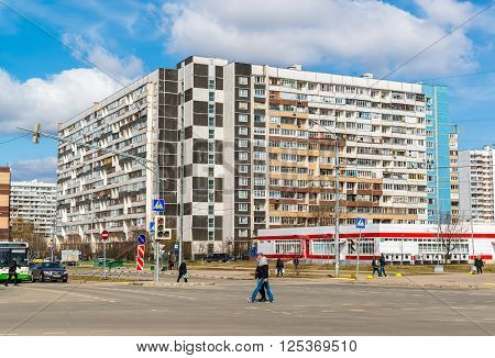 Zelenograd, Russia - April 11.2016. View of the city and the streets Andreevka