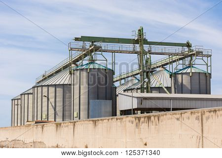 Agricultural Silo - Building Exterior Storage and drying of grains wheat corn soy sunflower and grano.