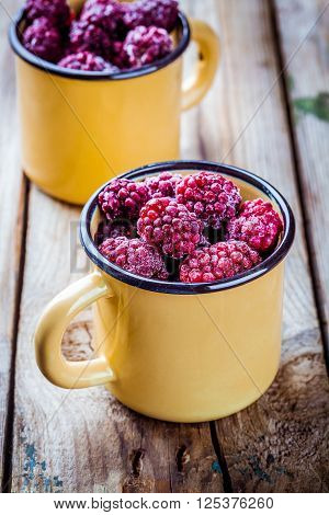 Frozen Blackberries In A Mugs