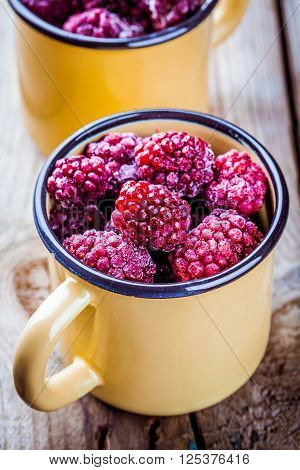 Frozen Blackberries In A Mugs