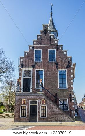 Front of the historical town hall in Balk Netherlands