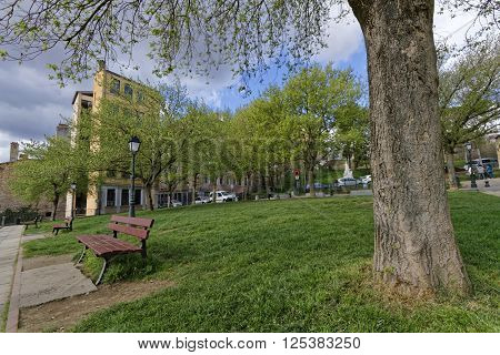 LYON FRANCE April 8 2016 : La Croix-Rousse district. Due to silk industry history district is nicknamed 