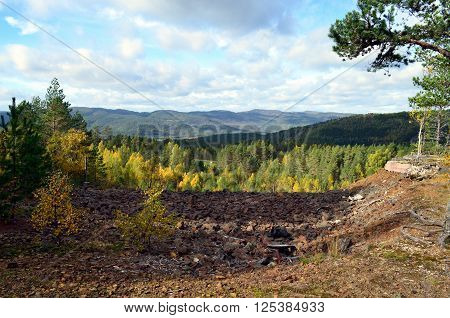 Rough mountains and forest  in norway during autumn
