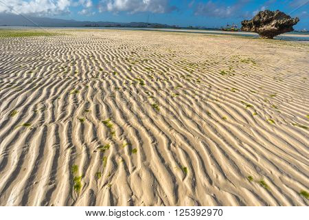 Low tide at Boracay island White Beach of Philippines