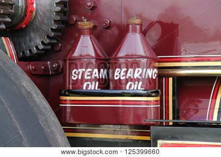 The Oil Cans of a Vintage Steam Traction Engine.